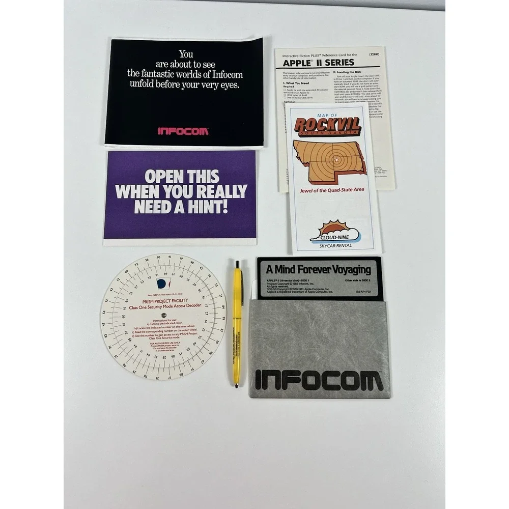 A Mind Forever Voyaging Apple II PC Infocom 1985 RARE w/Pen